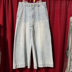 Kensie High Rise Gaucho Ankle Jeans Light Blue Wide Leg 2/26
